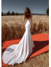 Beaded Ivory Lace Satin Open Back Best Wedding Dress